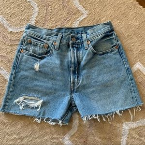 Levi's 501 Button Fly Distressed Cut Off Denim Shorts Size 27
